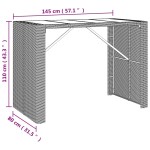 vidaXL Masă de bar cu blat din sticlă, maro, 145x80x110 cm, poliratan vidaXL Masă de bar cu blat din sticlă, maro, 145x80x110 cm, poliratan
