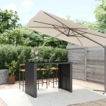 vidaXL Masă de bar cu blat din sticlă, negru, 145x80x110 cm, poliratan vidaXL Masă de bar cu blat din sticlă, negru, 145x80x110 cm, poliratan