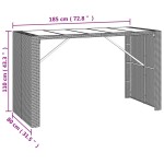 vidaXL Masă de bar cu blat din sticlă, negru, 185x80x110 cm, poliratan