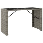 vidaXL Masă de bar cu blat din sticlă, gri, 185x80x110 cm, poliratan vidaXL Masă de bar cu blat din sticlă, gri, 185x80x110 cm, poliratan