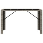 vidaXL Masă de bar cu blat din sticlă, gri, 185x80x110 cm, poliratan vidaXL Masă de bar cu blat din sticlă, gri, 185x80x110 cm, poliratan