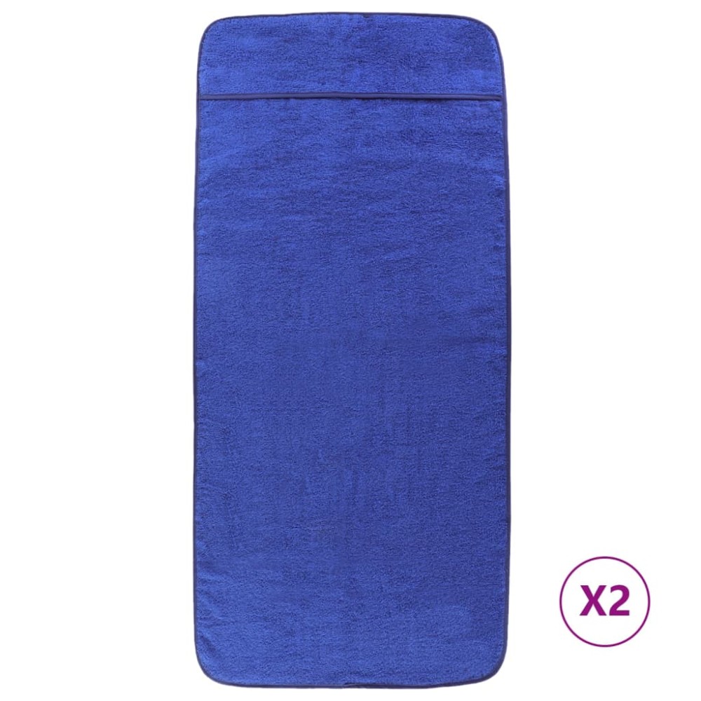 vidaXL Prosoape de plajă, 2 buc., albastru, 60x135 cm, textil 400 GSM