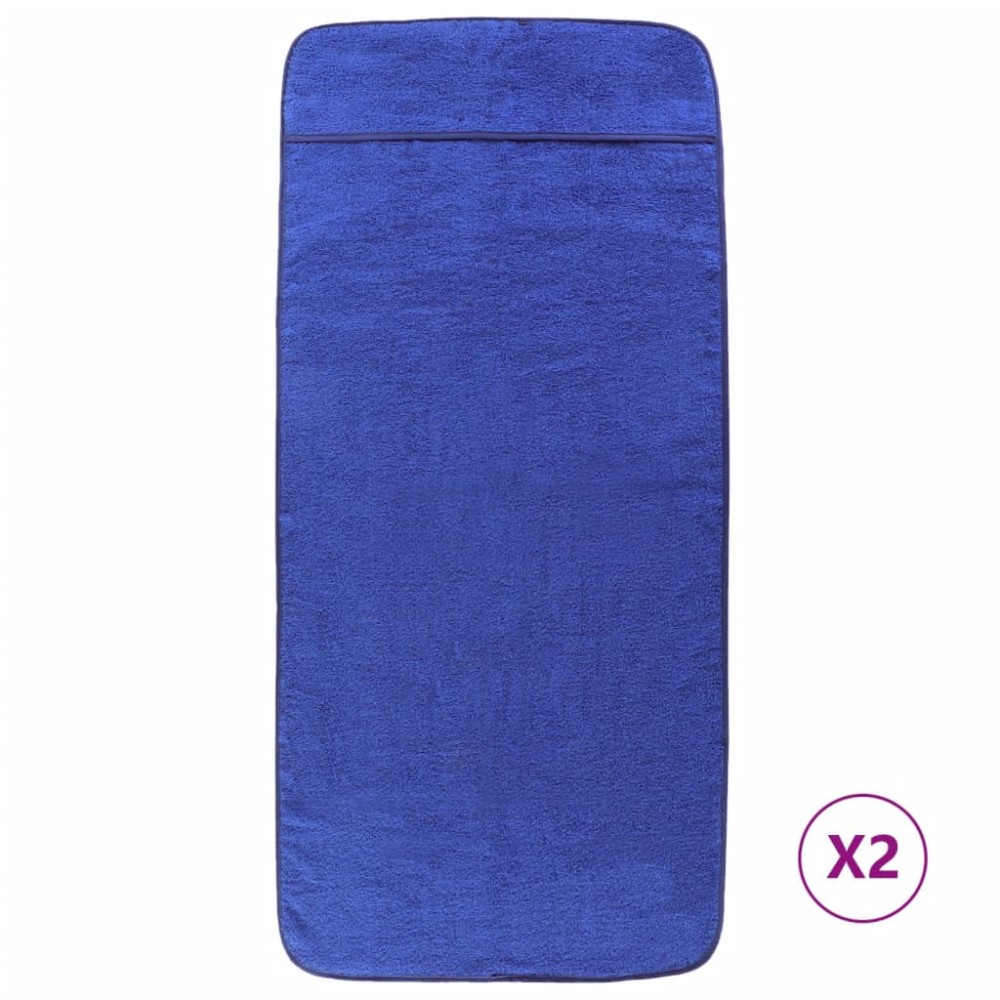 vidaXL Prosoape de plajă, 2 buc., albastru, 75x200 cm, textil 400 GSM