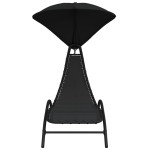 vidaXL Șezlong cu baldachin, negru, 167x80x195 cm, textil și oțel vidaXL Șezlong cu baldachin, negru, 167x80x195 cm, textil și oțel