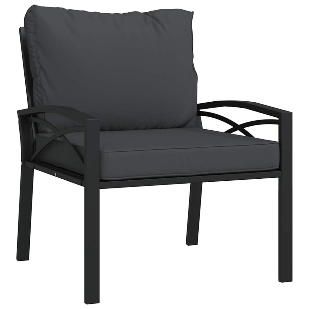 vidaXL Scaun de grădină cu perne gri, 68x76x79 cm, oțel