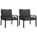 vidaXL Scaune de grădină cu perne gri, 2 buc., 68x76x79 cm, oțel vidaXL Scaune de grădină cu perne gri, 2 buc., 68x76x79 cm, oțel