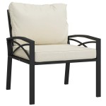 vidaXL Scaun de grădină cu perne nisipiu, 68x76x79 cm, oțel vidaXL Scaun de grădină cu perne nisipiu, 68x76x79 cm, oțel