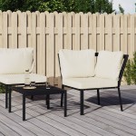 vidaXL Scaun de grădină cu perne nisipiu, 76x76x79 cm, oțel vidaXL Scaun de grădină cu perne nisipiu, 76x76x79 cm, oțel