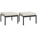 vidaXL Taburete de grădină cu perne gri, 2 buc., 60x60x35 cm, oțel vidaXL Taburete de grădină cu perne gri, 2 buc., 60x60x35 cm, oțel