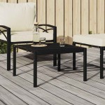vidaXL Măsuță de cafea pentru grădină, negru, 60x60x35 cm, oțel vidaXL Măsuță de cafea pentru grădină, negru, 60x60x35 cm, oțel