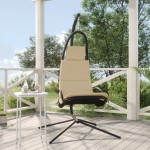 vidaXL Scaun balansoar grădină, cu pernă, crem, textil oxford și oțel vidaXL Scaun balansoar grădină, cu pernă, crem, textil oxford și oțel