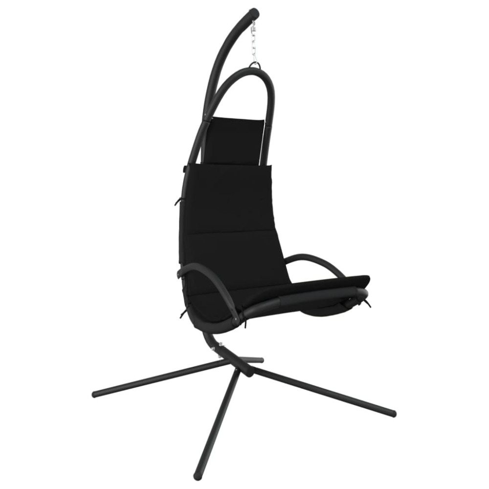 vidaXL Scaun balansoar grădină cu pernă, negru, textil oxford și oțel