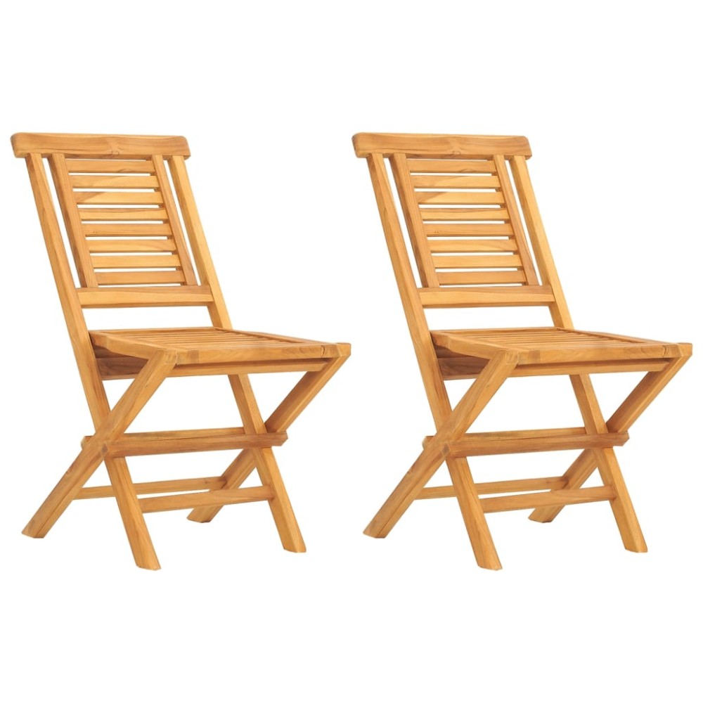 vidaXL Scaune de grădină pliante, 2 buc, 47x63x90 cm, lemn masiv tec