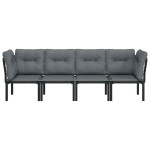 vidaXL Set mobilier de grădină, 4 piese, negru și gri, poliratan