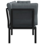 vidaXL Set mobilier de grădină, 4 piese, negru și gri, poliratan