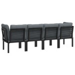 vidaXL Set mobilier de grădină, 4 piese, negru și gri, poliratan