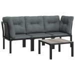 vidaXL Set mobilier de grădină, 4 piese, negru și gri, poliratan vidaXL Set mobilier de grădină, 4 piese, negru și gri, poliratan