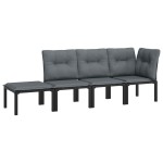 vidaXL Set mobilier de grădină, 4 piese, negru și gri, poliratan vidaXL Set mobilier de grădină, 4 piese, negru și gri, poliratan