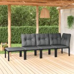 vidaXL Set mobilier de grădină, 4 piese, negru și gri, poliratan vidaXL Set mobilier de grădină, 4 piese, negru și gri, poliratan