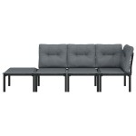 vidaXL Set mobilier de grădină, 4 piese, negru și gri, poliratan vidaXL Set mobilier de grădină, 4 piese, negru și gri, poliratan