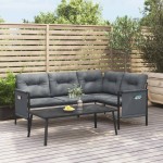 vidaXL Set mobilier de grădină, antracit, 2 piese, oțel vidaXL Set mobilier de grădină, antracit, 2 piese, oțel