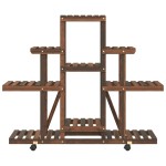 vidaXL Suport pentru flori cu roți, 110x25x101 cm, lemn masiv de brad
