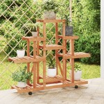 vidaXL Suport pentru flori cu roți, 110x25x101 cm, lemn masiv de brad vidaXL Suport pentru flori cu roți, 110x25x101 cm, lemn masiv de brad