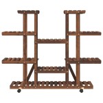 vidaXL Suport pentru flori cu roți, 110x25x115 cm, lemn masiv de brad vidaXL Suport pentru flori cu roți, 110x25x115 cm, lemn masiv de brad