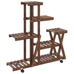 vidaXL Suport pentru flori cu roți, 95x25x101 cm, lemn masiv de brad vidaXL Suport pentru flori cu roți, 95x25x101 cm, lemn masiv de brad