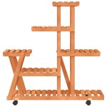 vidaXL Suport pentru flori cu roți, 95x25x101 cm, lemn masiv de brad