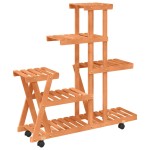 vidaXL Suport pentru flori cu roți, 95x25x101 cm, lemn masiv de brad