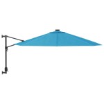 vidaXL Umbrelă de soare montate pe perete cu LED-uri Sea Blue, 290 cm