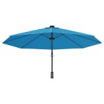 vidaXL Umbrelă de soare montate pe perete cu LED-uri Sea Blue, 290 cm