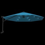 vidaXL Umbrelă de soare montate pe perete cu LED-uri Sea Blue, 290 cm