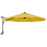 vidaXL Umbrelă de soare montată pe perete, cu LED-uri, galben, 290 cm vidaXL Umbrelă de soare montată pe perete, cu LED-uri, galben, 290 cm
