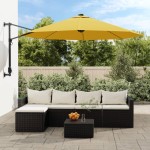 vidaXL Umbrelă de soare montată pe perete, cu LED-uri, galben, 290 cm vidaXL Umbrelă de soare montată pe perete, cu LED-uri, galben, 290 cm