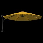 vidaXL Umbrelă de soare montată pe perete, cu LED-uri, galben, 290 cm vidaXL Umbrelă de soare montată pe perete, cu LED-uri, galben, 290 cm