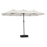 vidaXL Umbrelă de soare cu două capete, alb nisipiu, 449x265 cm