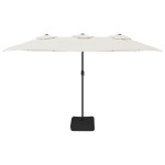 vidaXL Umbrelă de soare cu două capete, alb nisipiu, 449x265 cm