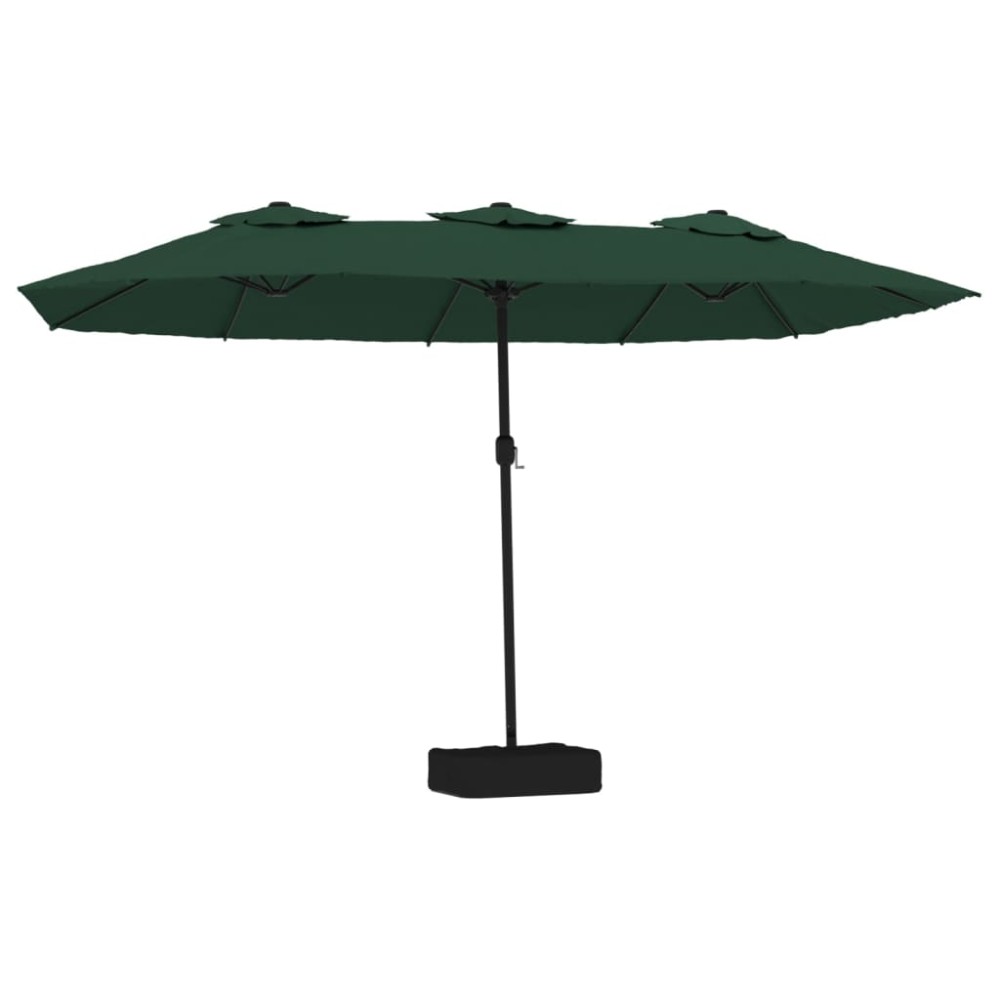 vidaXL Umbrelă de grădină cu două capete cu LED-uri, verde, 449x265 cm