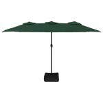 vidaXL Umbrelă de grădină cu două capete cu LED-uri, verde, 449x265 cm
