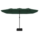 vidaXL Umbrelă de grădină cu două capete cu LED-uri, verde, 449x265 cm