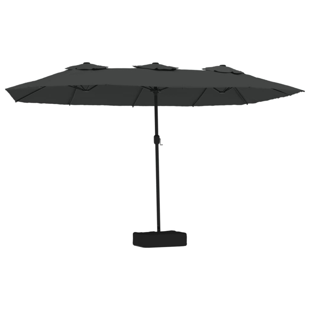 vidaXL Umbrelă de grădină cu două capete cu LED, antracit, 449x265 cm