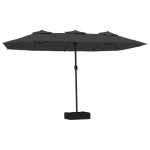 vidaXL Umbrelă de grădină cu două capete cu LED, antracit, 449x265 cm