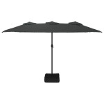 vidaXL Umbrelă de grădină cu două capete cu LED, antracit, 449x265 cm