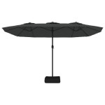 vidaXL Umbrelă de grădină cu două capete cu LED, antracit, 449x265 cm
