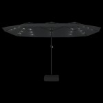vidaXL Umbrelă de grădină cu două capete cu LED, antracit, 449x265 cm
