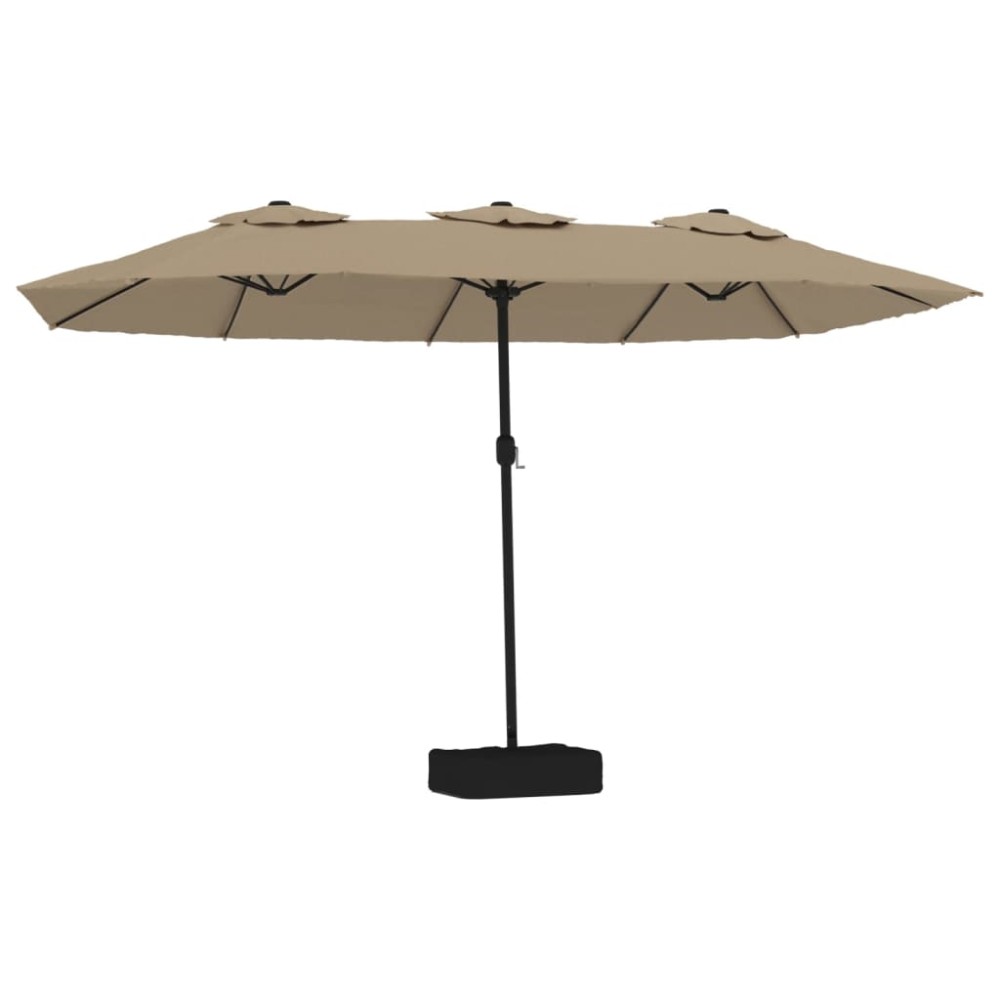vidaXL Umbrelă soare cu două capete cu LED-uri, gri taupe, 449x265 cm
