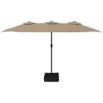 vidaXL Umbrelă soare cu două capete cu LED-uri, gri taupe, 449x265 cm