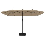 vidaXL Umbrelă soare cu două capete cu LED-uri, gri taupe, 449x265 cm